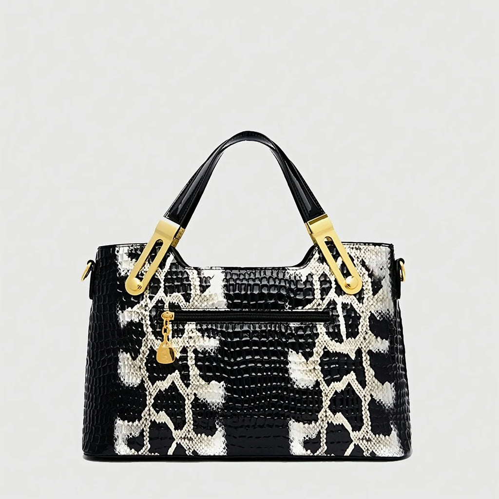 Luxury Fashion Snake Pattern Soft Leather Large Capacity Bag