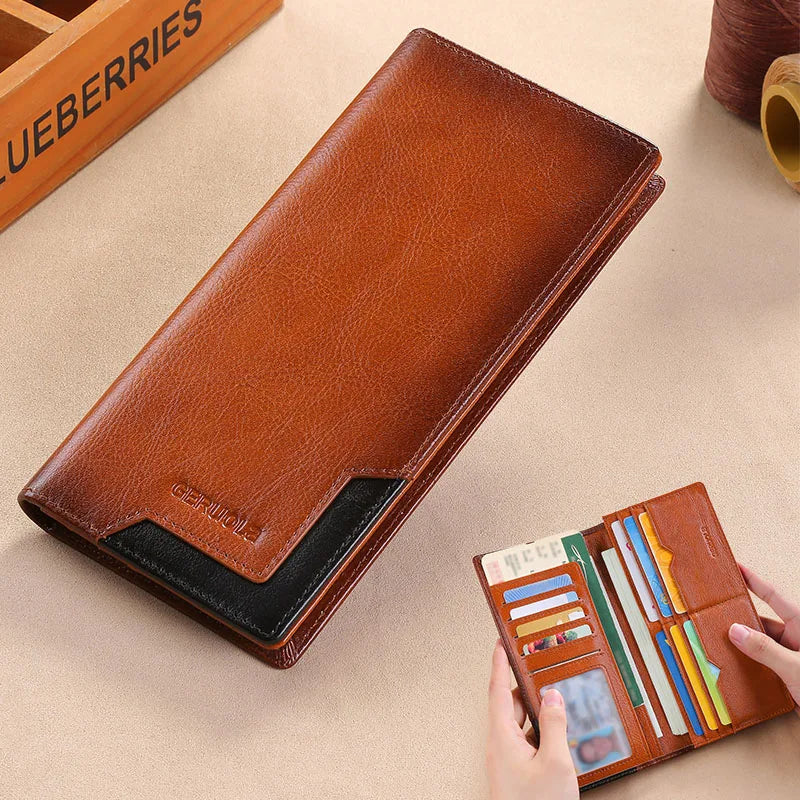 Genuine Leather Wallet Long Card Holder Organizer Wallet