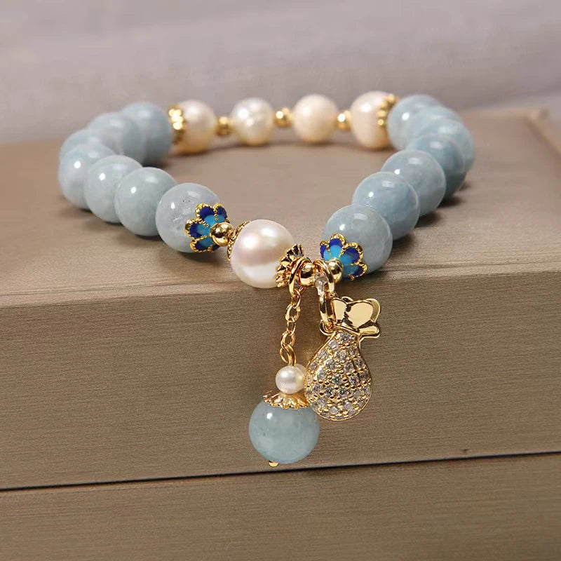 Aquamarine Pearl Bracelet Jewelry
