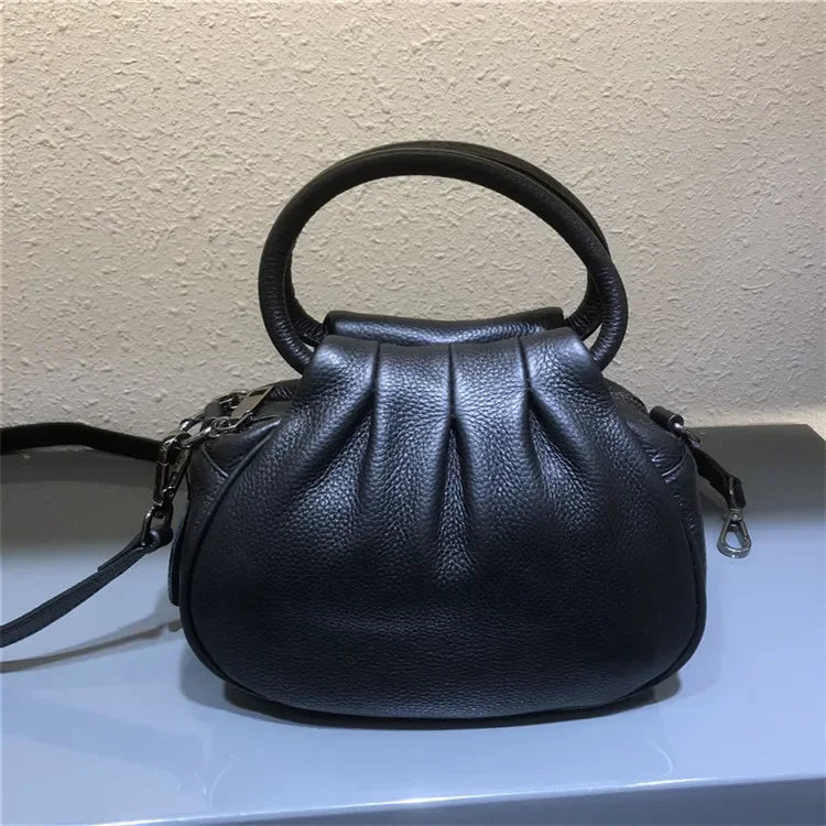 Luxury Design Cowhide Leather Shoulder Bag Women's Handbag