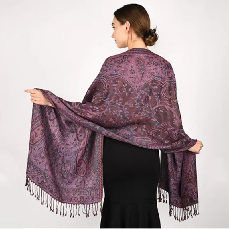 Retro Jacquard Paisley Tassel Scarf Cotton Shawls