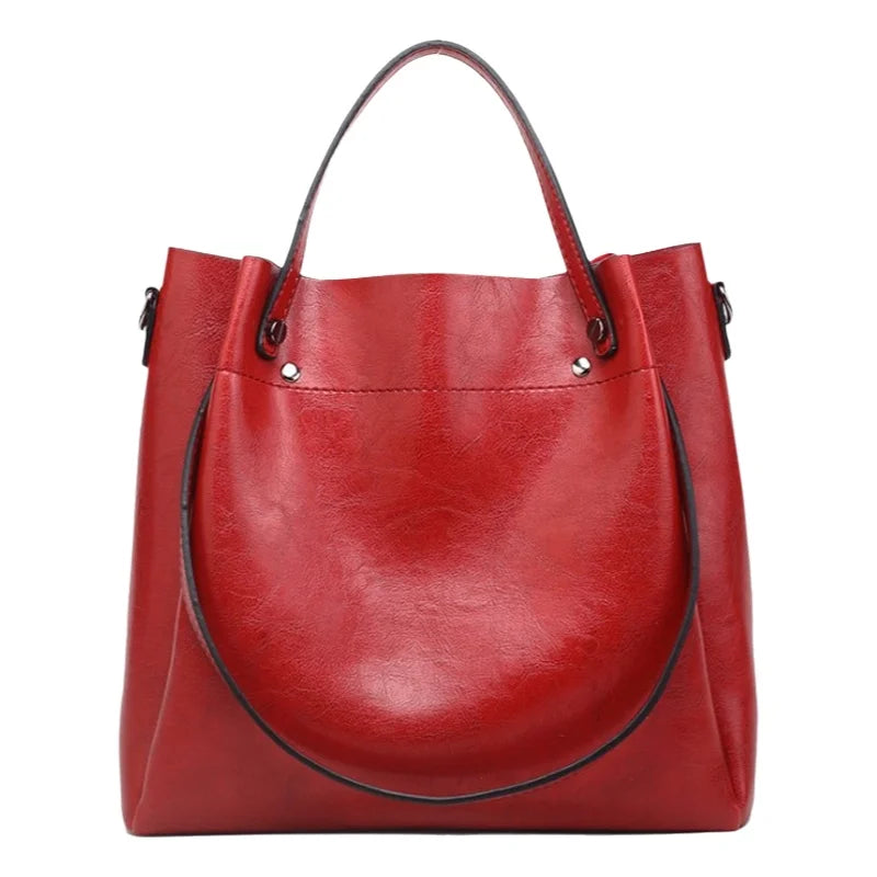 Fashionable Large Women's Shoulder Bag Handbag Oil Leather Crossbody Bag