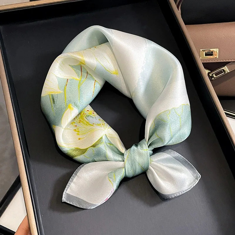 100% Real Silk Scarf Geometric Retro Fashion Scarves