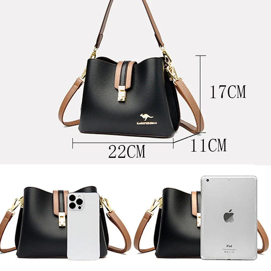 High Quality 3 Layers Purse and Handbag Luxury Leather Crossbody Small Tote