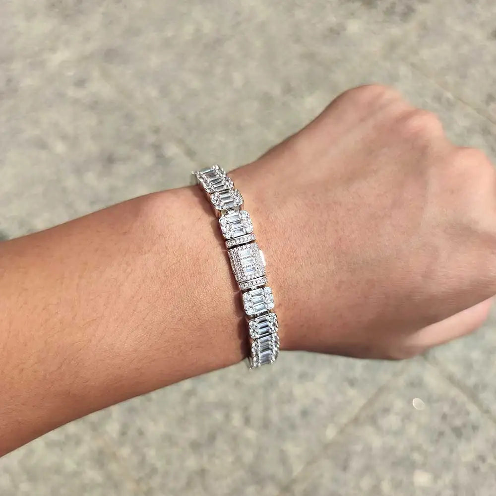 8mm Cluster Tennis Bracelet Mixed Inset Cubic Zirconia