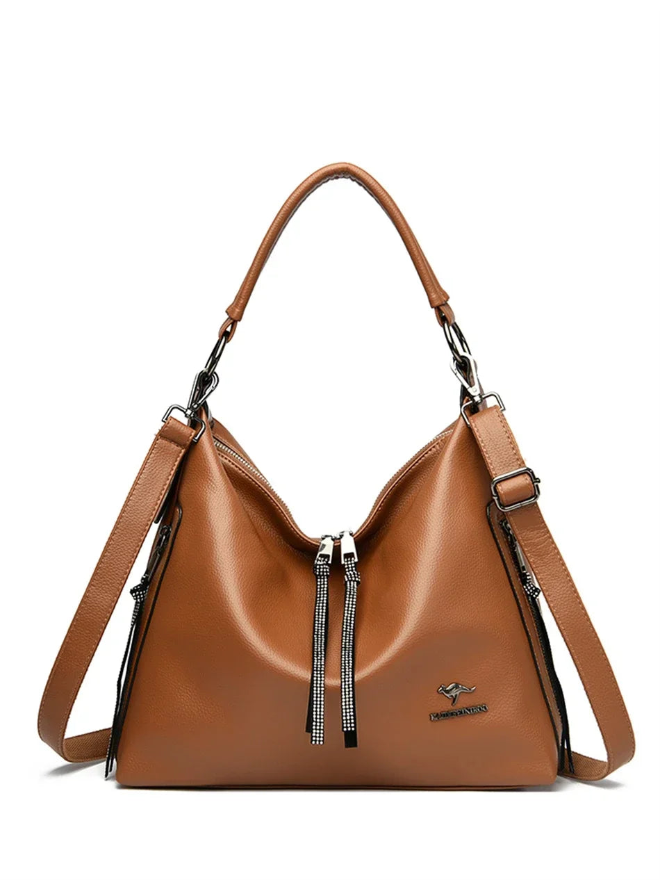 High Quality Leather Shoulder Bag Top-handle Casual Large Capacity Messenger Bag