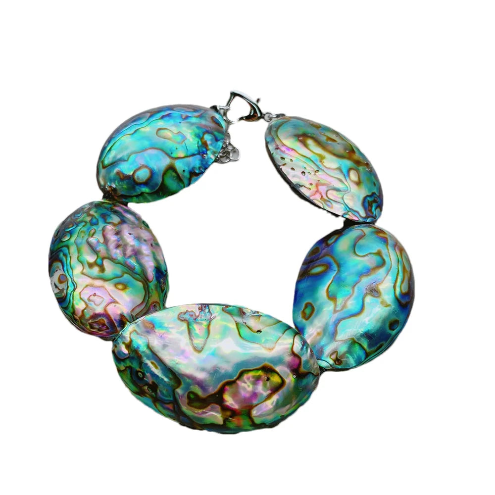 25x38mm Rainbow Color Abalone Shell Beaded Bracelet