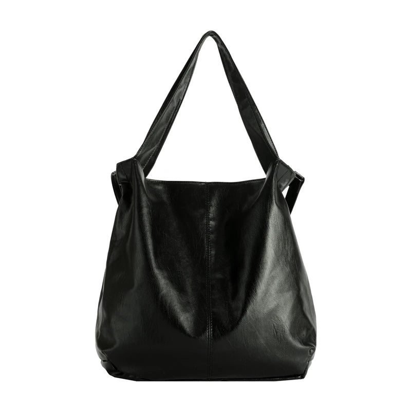 Fashion Big Leather Tote High Capacity Retro Handbag