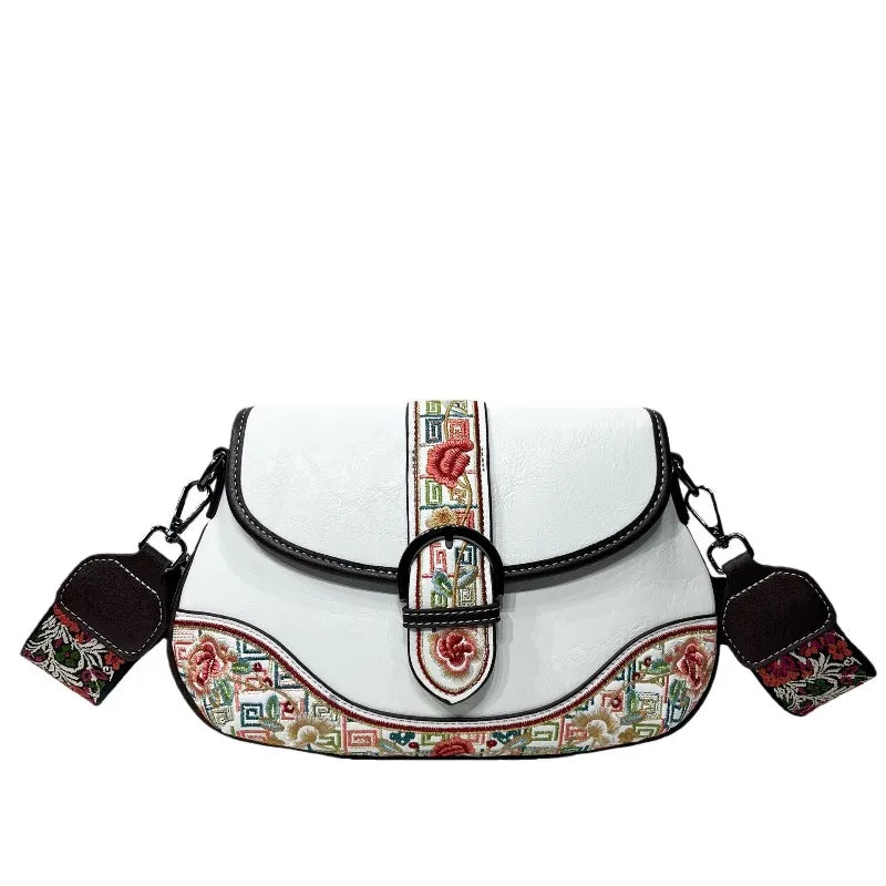 Vintage Embroidery Crossbody Bag Women's Large Capacity Design