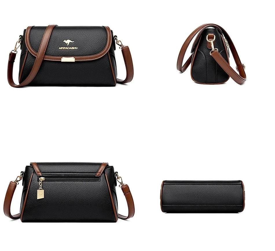 Solid Color Top Quality Leather Small Shoulder Messenger Bags