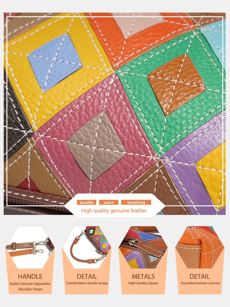 Patchwork Multi-Color Shoulder Bag Crossbody Satchel