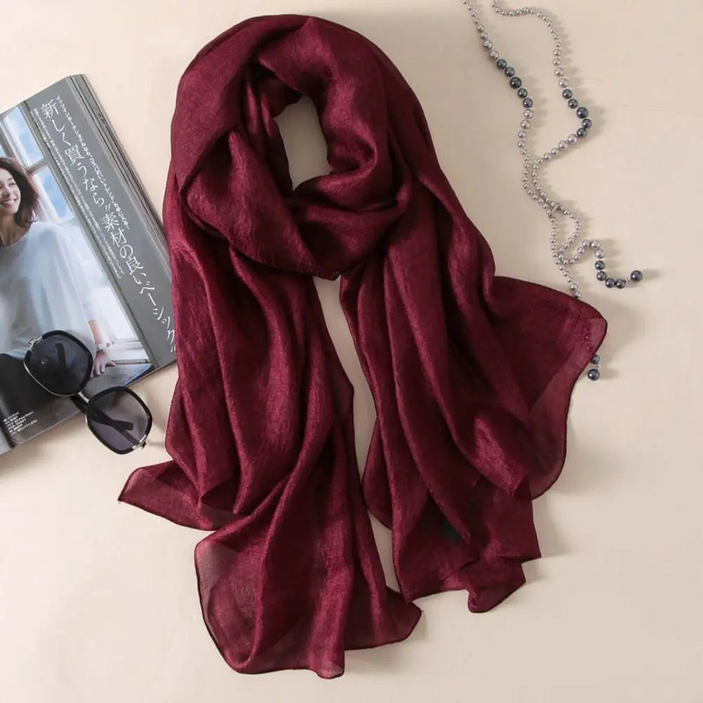 Pure Color Plain Scarf 180x85cm Linen Sunscreen Shawl