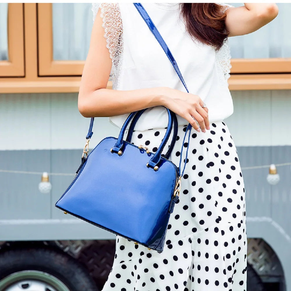 Patent Leather Fashion Shoulder Bag Luxury Design Crossbody Large Capacity Tote