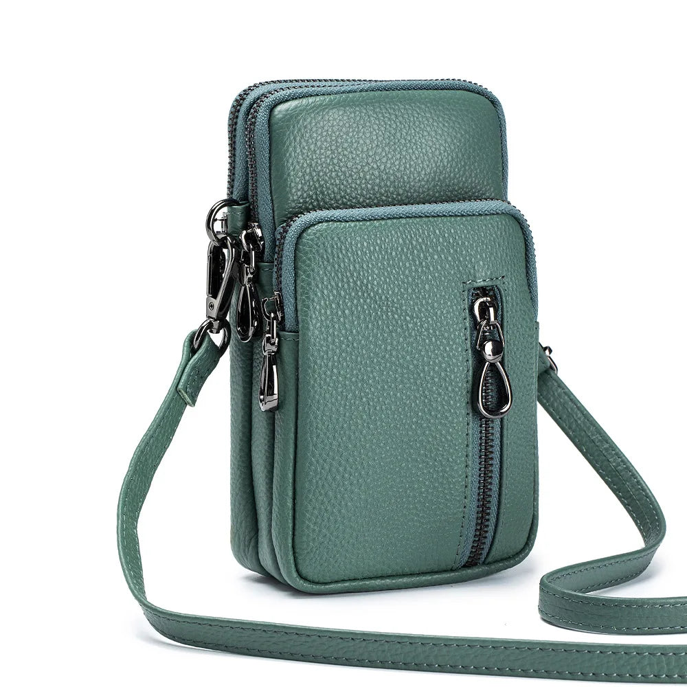 Small Crossbody Wallet Phone Bag Leather Mini Crossbody Vertical Cell Phone Bag