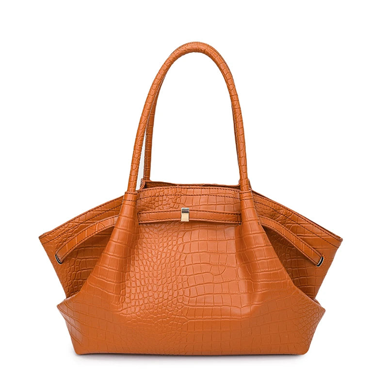 Vintage Crocodile Print Women's Pu Leather Tote Bag Luxury Design