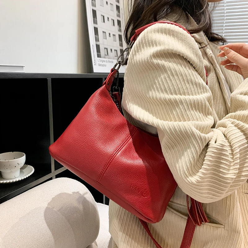 Vintage Genuine Leather Ladies Handbag Luxury Shoulder Bag