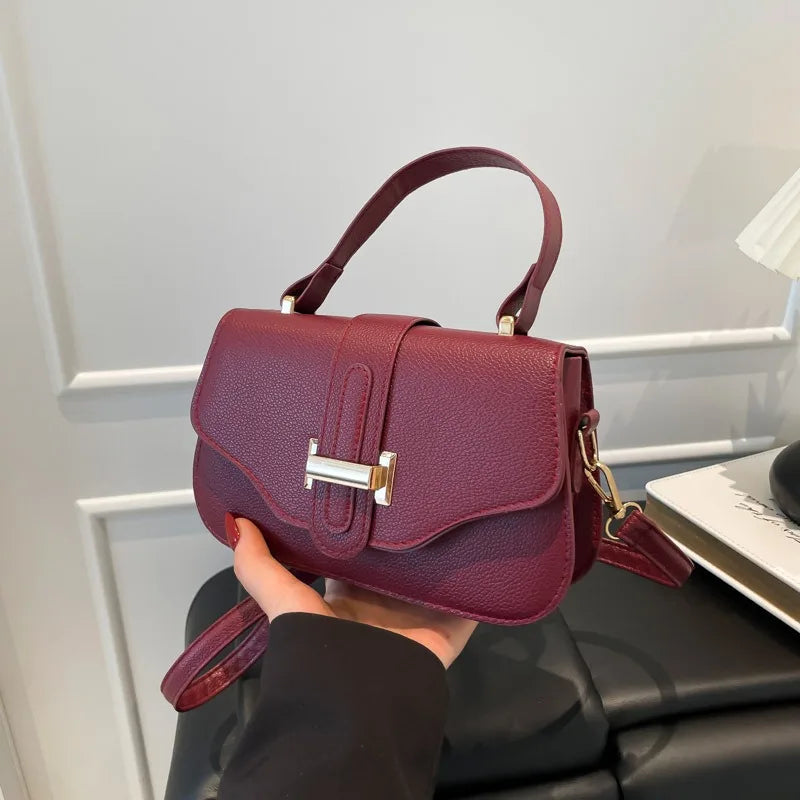 Fashionable Minimalist Crossbody Bag Solid Color Square Purse Simple Design Bag