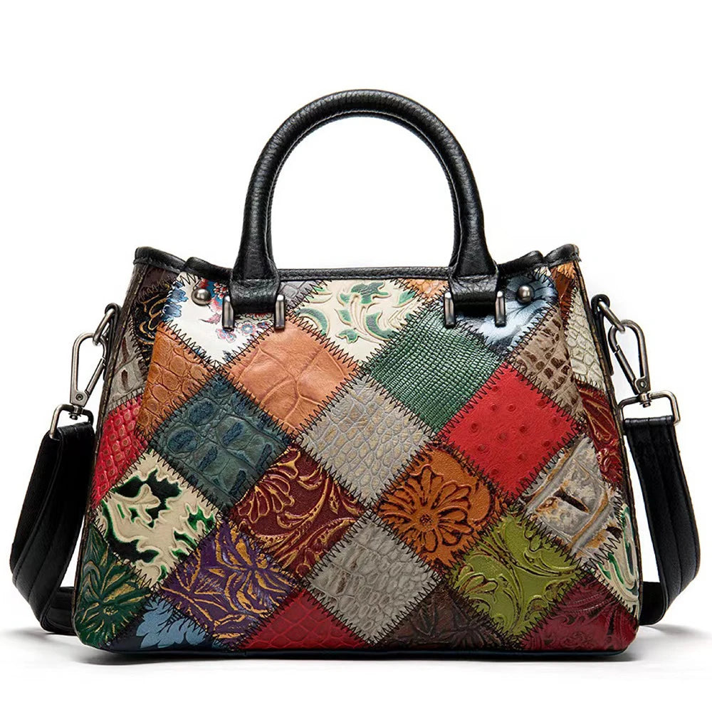 Genuine leather handbag fashionable ethnic style cowhide leather bag
