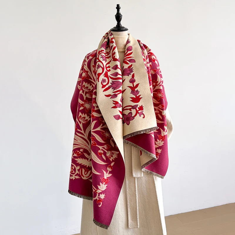 Elegant Women's Floral Jacquard Pashmina Shawl Scarf