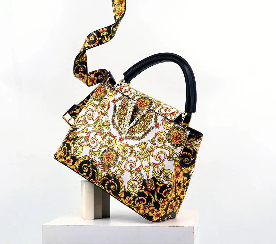 Printed Handbag Microfiber Luxury Elegant Shoulder Crossbody Bag