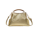 Large Capacity Woven Style PU Leather Retro Clip Lock Bag