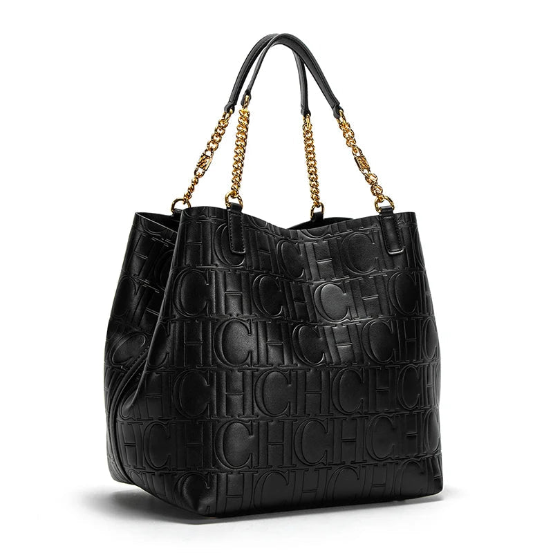 Women's Tote Bag Steel Embossed Handbag Large Capacity Business Storage Bag