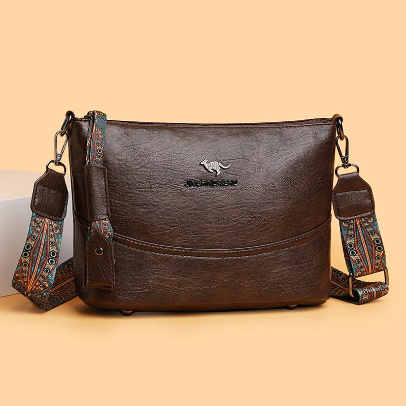 Solid Color Luxury Designer High Quality Leather Handbag Purses Multifunctional
