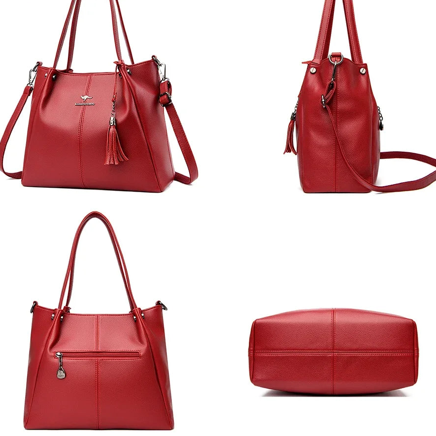 Elegant Cowhide Handbag Luxury Designer Shoulder Crossbody Genuine Leather Bag