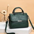 Leather Tote Bag For Women Classic Vintage Shoulder Handbag Alligator Pattern