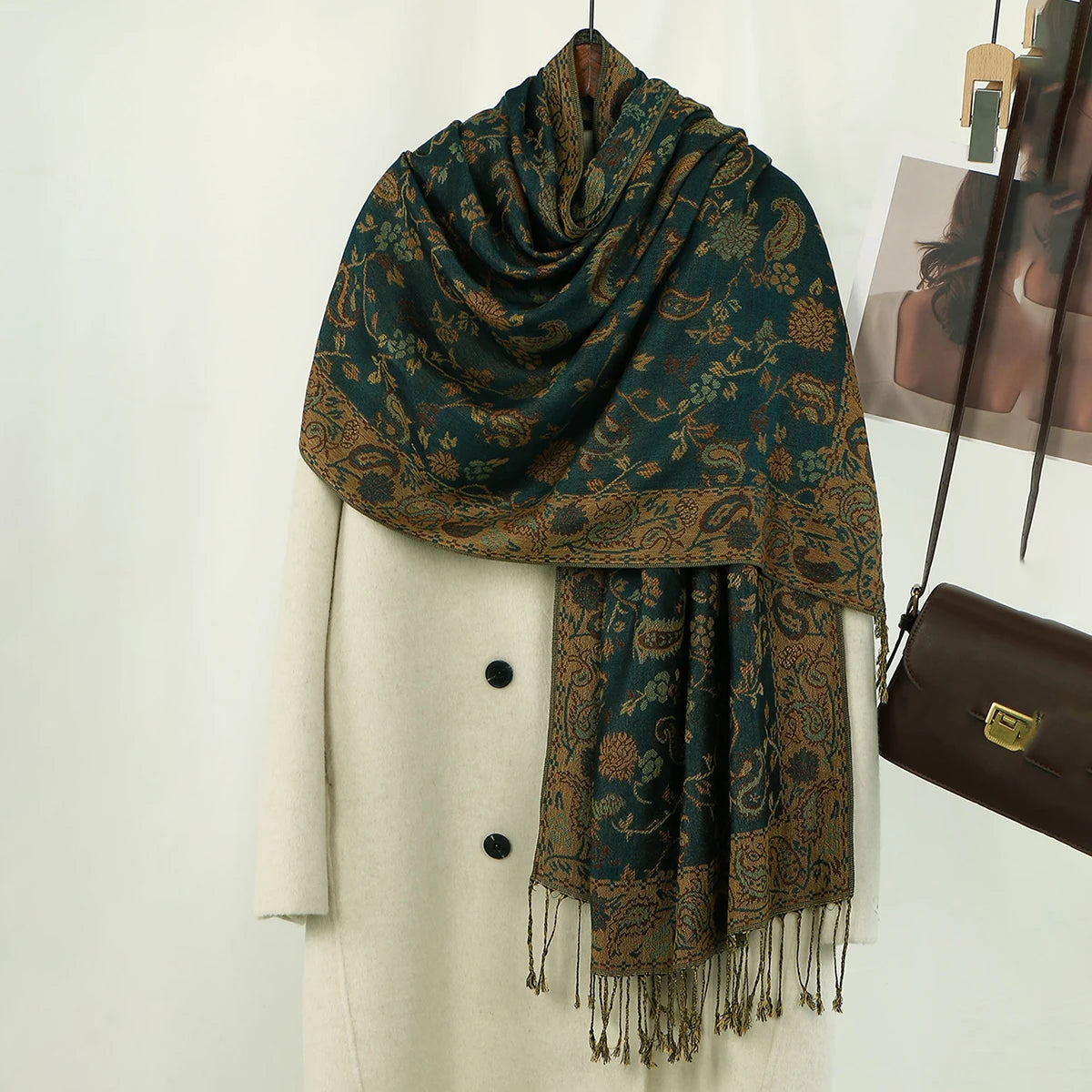 Paisley Embroidery Retro Cashew Cotton Scarf Wraps