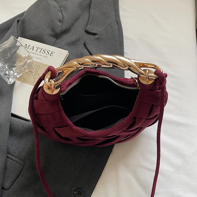 Half Moon Fashion Clutch Design Woven Small Semicircle Crossbody Bag