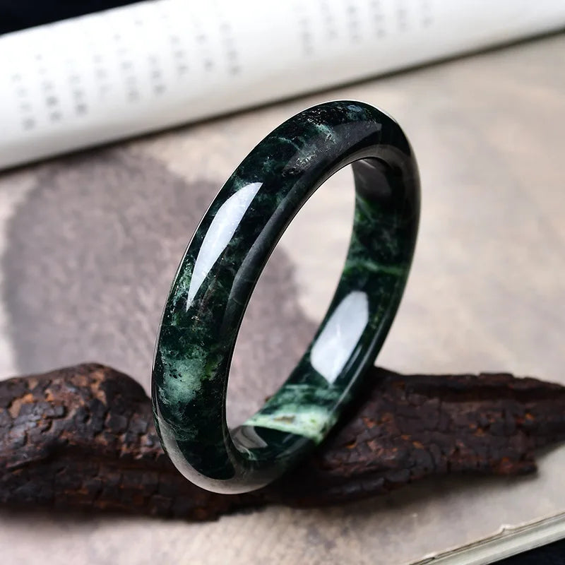 Natural Nephrite Green Jade Bangle Jewelry