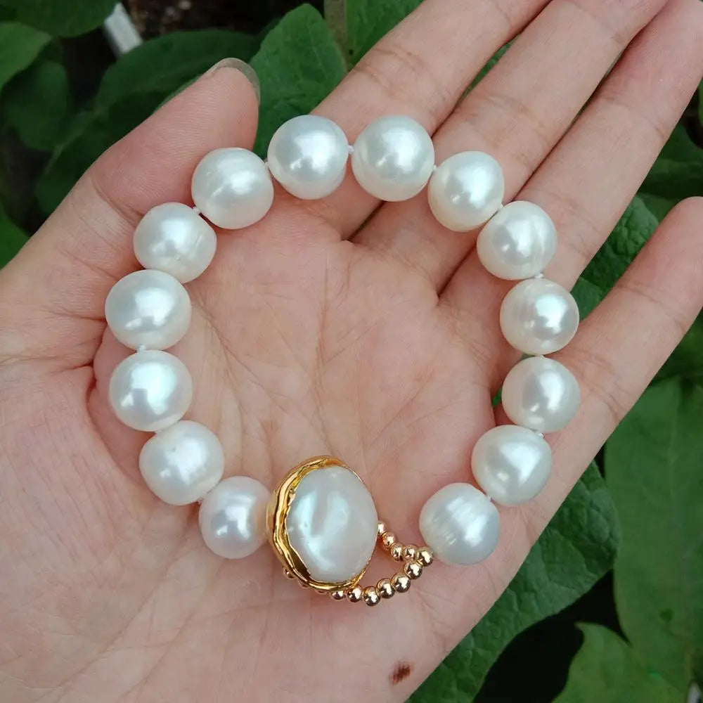 8'' 11-12mm Natural Freshwater Cultured Pearl Bracelet