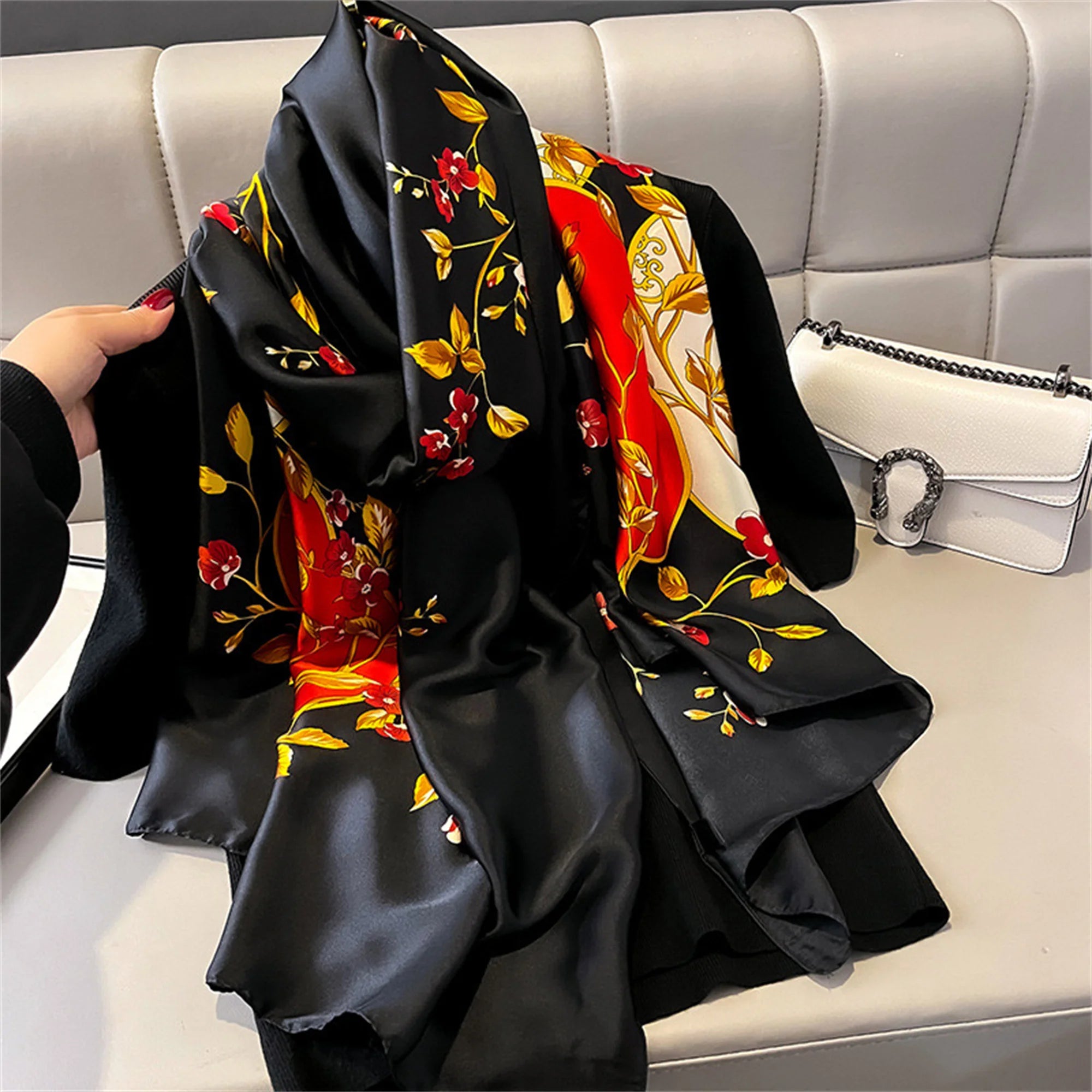 180*90cm Luxury Brand Women Scarf Summer Silk Shawl Lady Wrap Soft Design