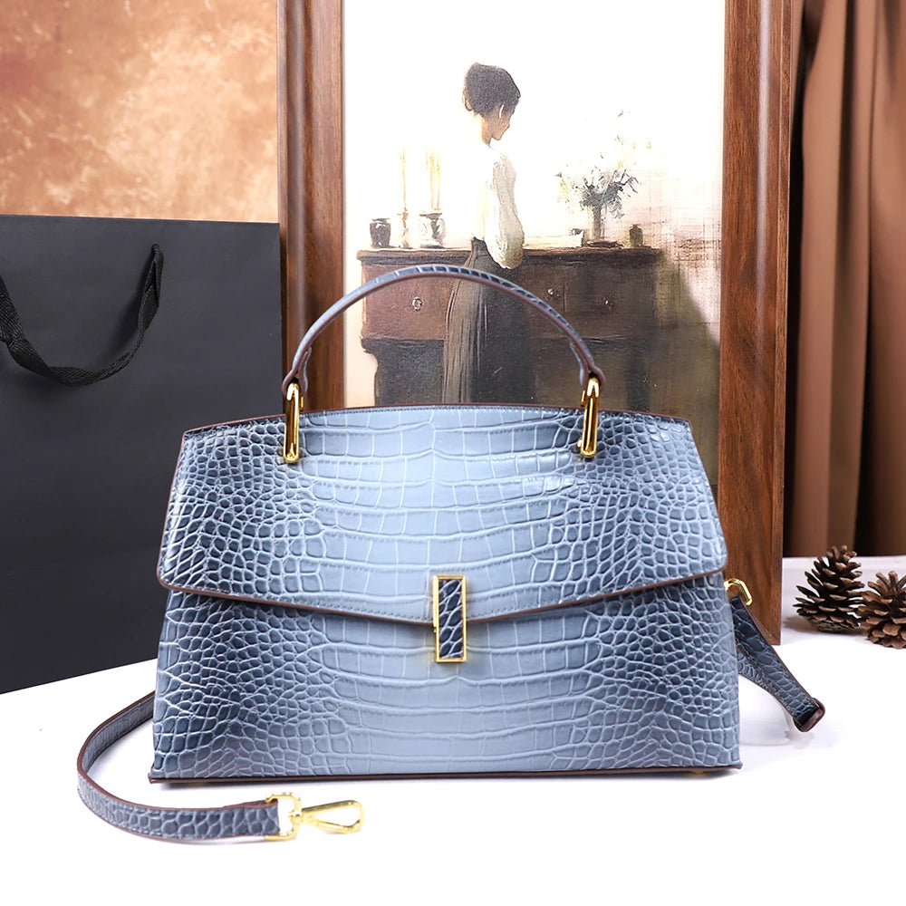 Crocodile Pattern Large Capacity Handbag Vintage Shoulder Bag