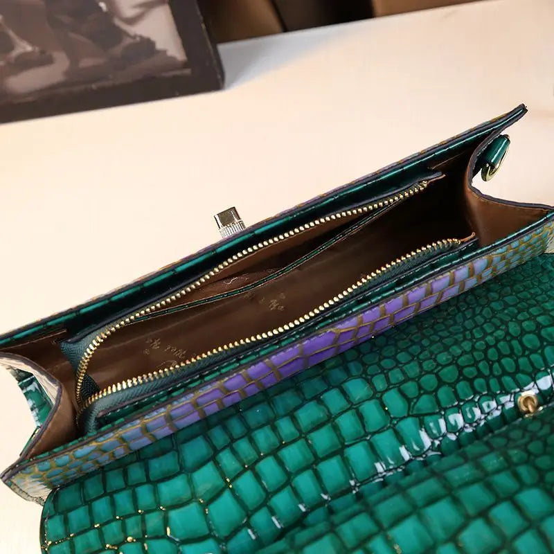 Luxury Design High Quality Crocodile Print Crossbody Handbag