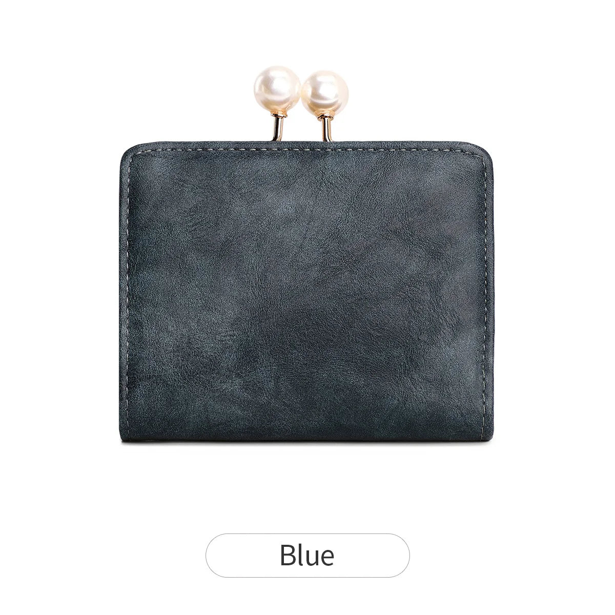 Women's Cute Pearls Kiss Lock Wallet multifunctional Trifold Large Capacity Short Wallet