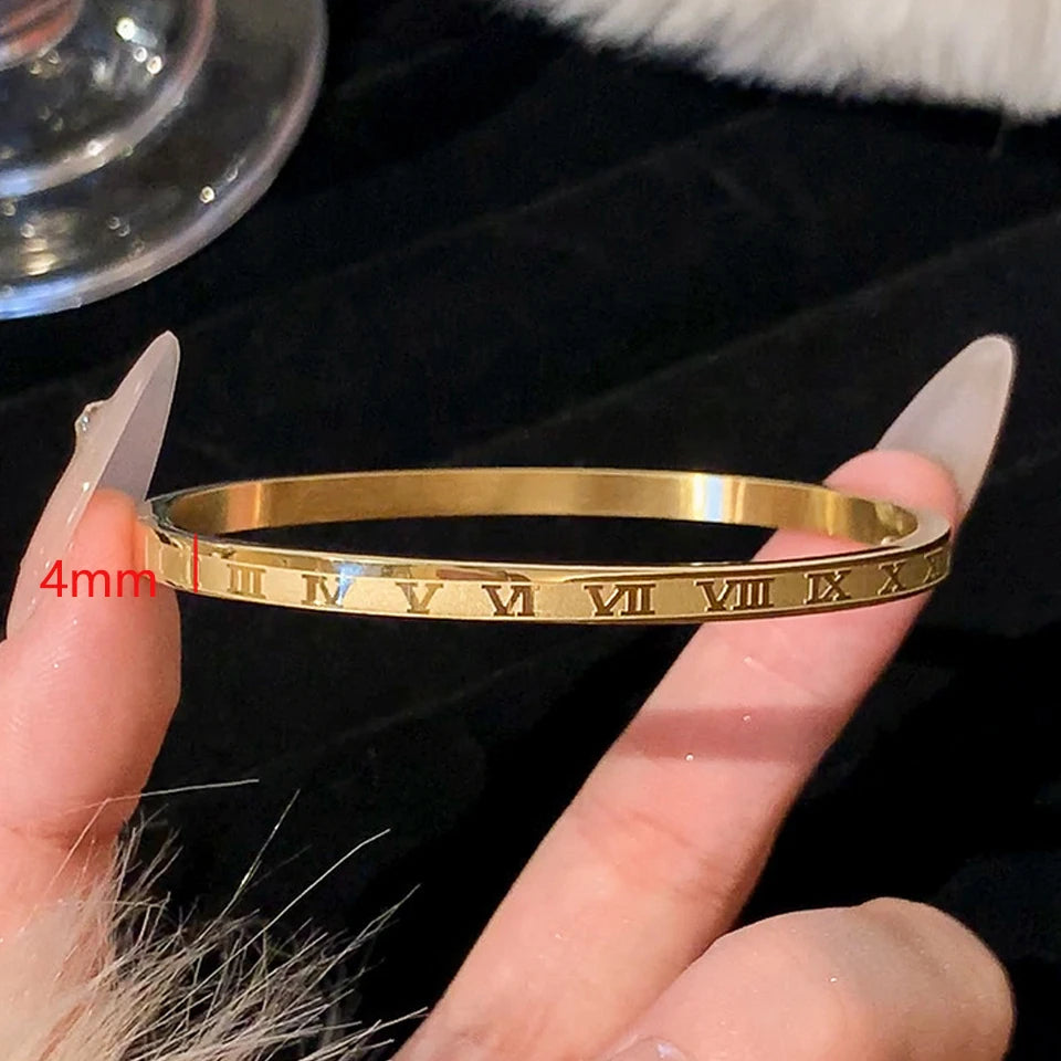 5/1pcs Sparkling Zirconia Inlaid Stainless Steel Bracelet