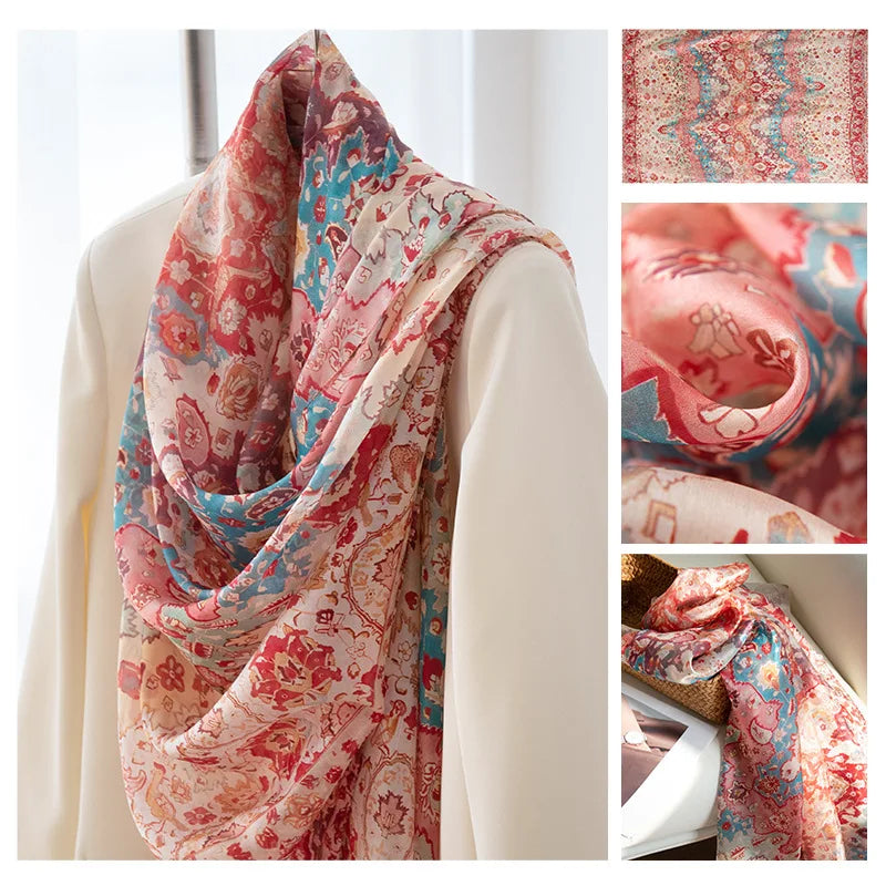Luxury 100% Mulberry Silk Scarf Thin Breathable Shawl