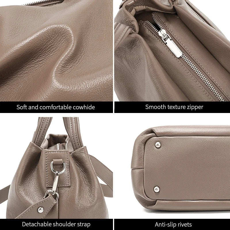 Women's genuine leather cowhide handbag ladies shoulder bag luxury bags