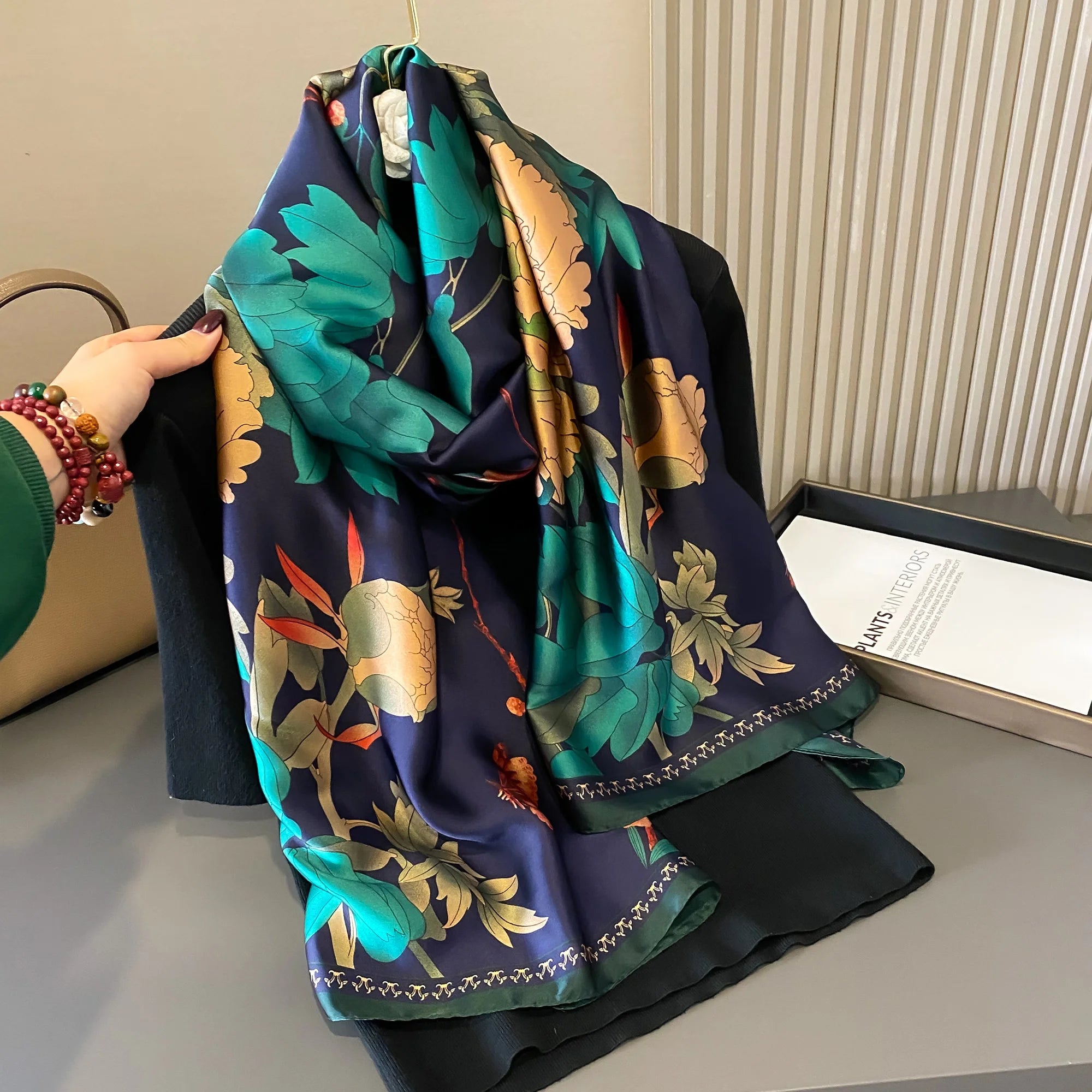 180*90cm Luxury Brand Women Scarf Summer Silk Shawl Lady Wrap Soft Design