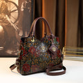 Vintage Flower Pattern Handbag Luxury PU Leather Tote Bag Fashion Crossbody Bag