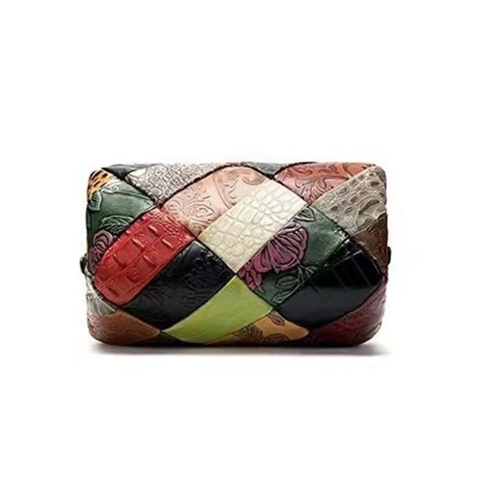 Random pattern color splicing design single shoulder crossbody bag