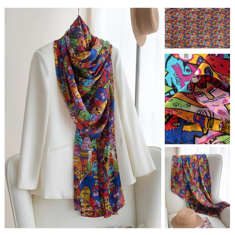Luxury 100% Mulberry Silk Scarf Thin Breathable Shawl