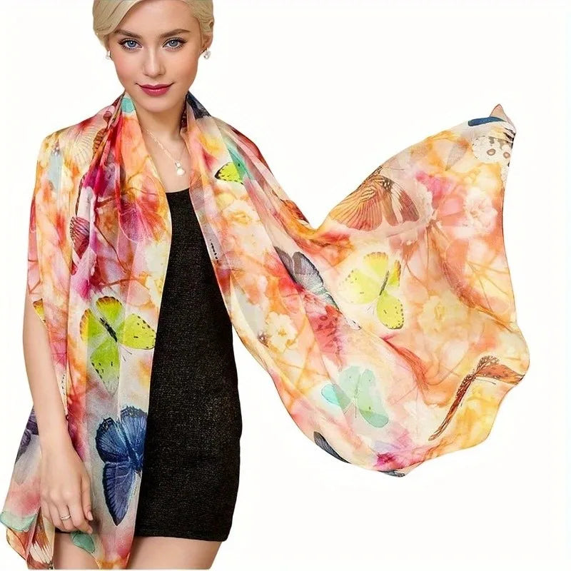 Lightweight Large 100% Mulberry Silk Chiffon Scarf