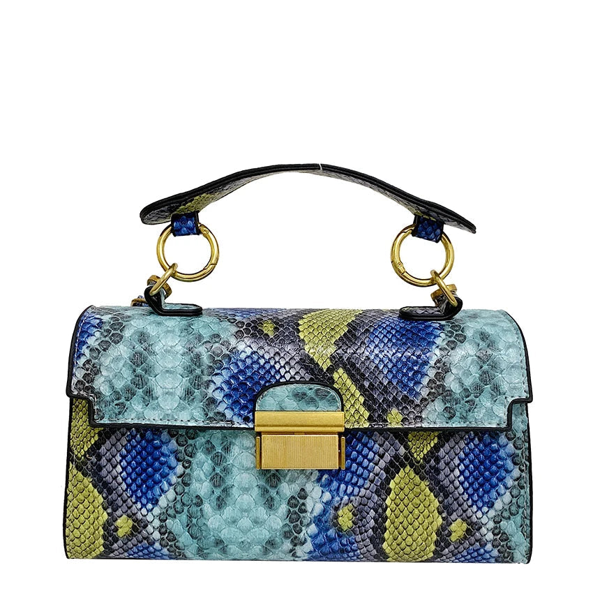 Luxury Design Handbag Snake Pattern Leather Crossbody Bag