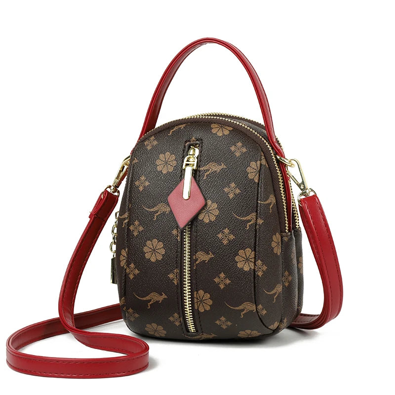 Printed Leather Small Shoulder Phone Bag Crossbody Bag