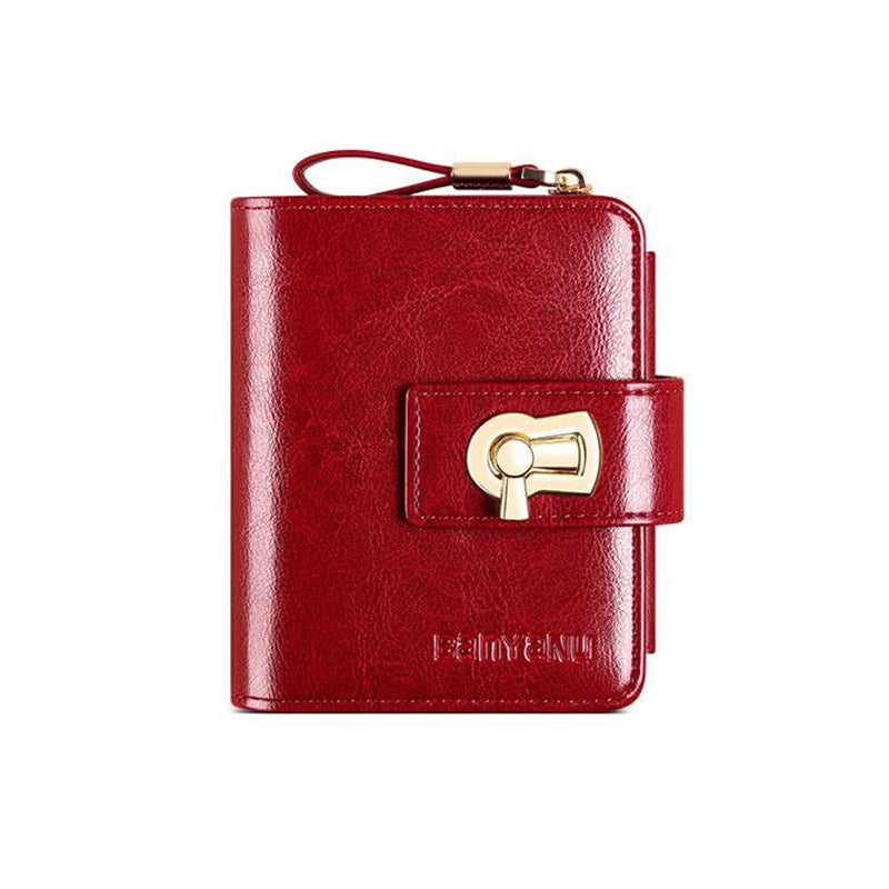Genuine Leather Purse Wallet Small Zipper Card Holder