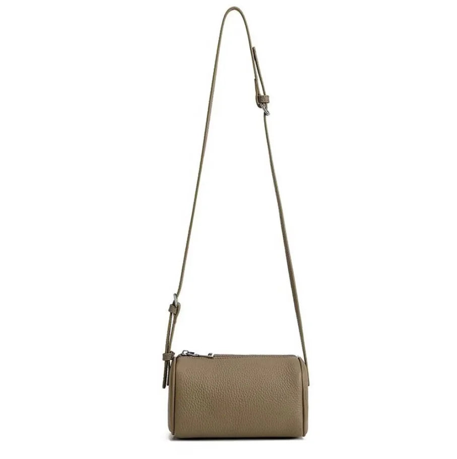 Real Leather Soft Leather Tubular Shoulder Crossbody Bag