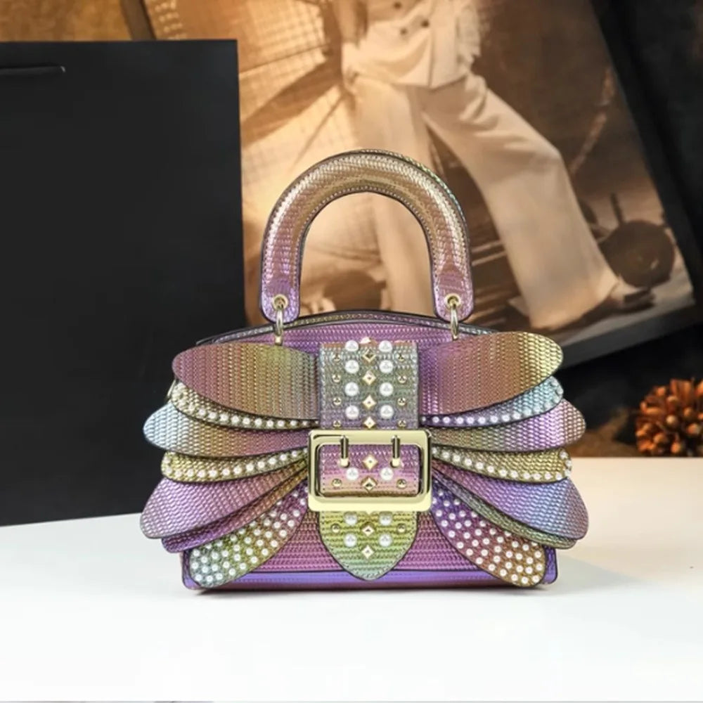 Pearl Rivet Wings Women's Bag Genuine Leather Trendy Bag Temperament Shoulder Bag